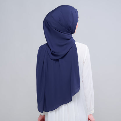 [As-Is] Instant Tag n' Go Shawl l Chiffon Silk in Navy Blue