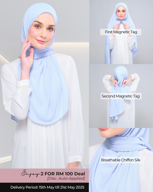 Instant Tag n' Go Shawl l Chiffon Silk 1.0 in Powder Blue