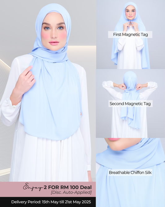 Instant Tag n' Go Shawl l Chiffon Silk 2.0 in Maya Blue