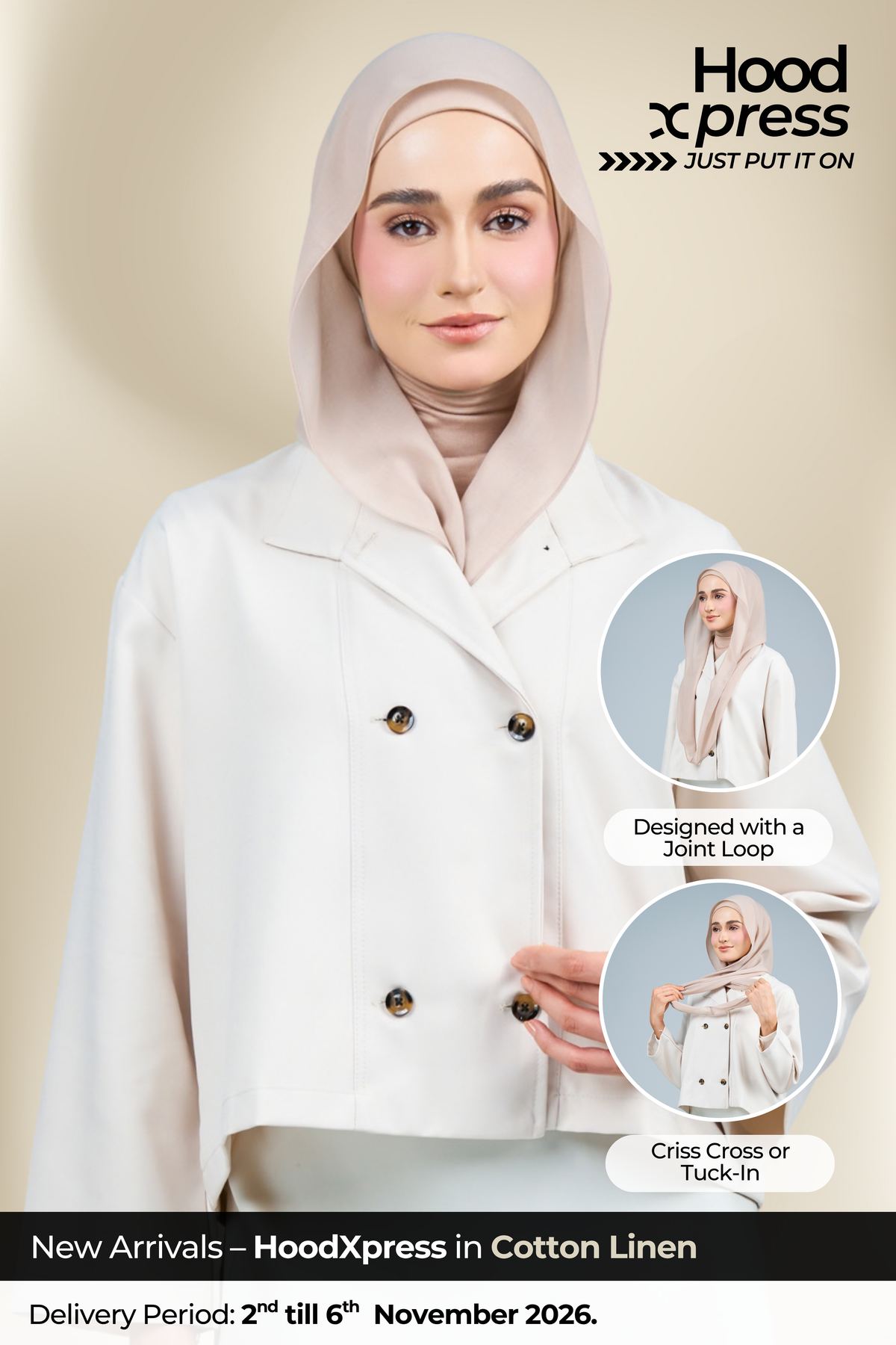 HoodXpress | Cotton Linen in Light Chai