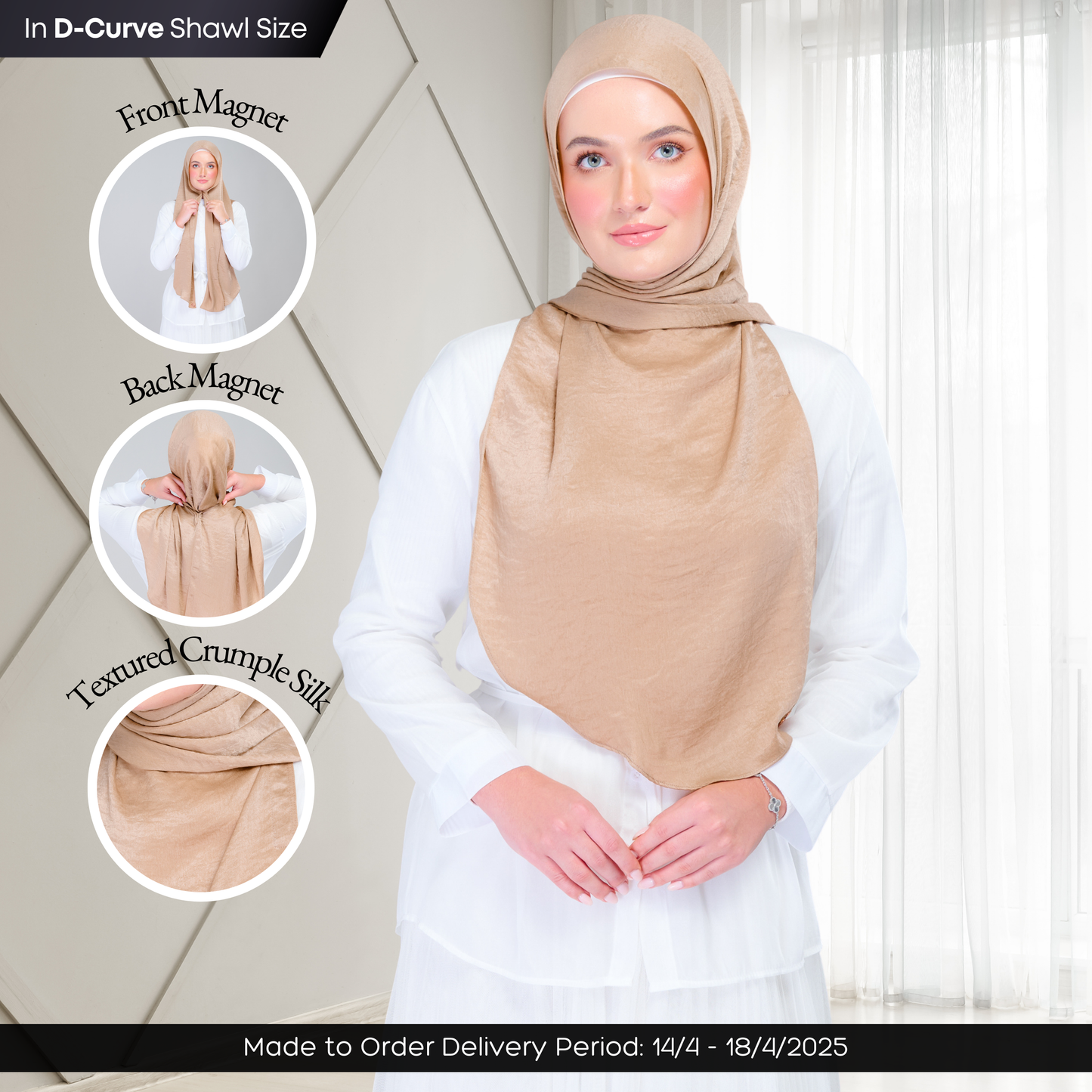 [As-Is] Instant Tag n' Go Shawl | Textured Silk in Caramel Latte