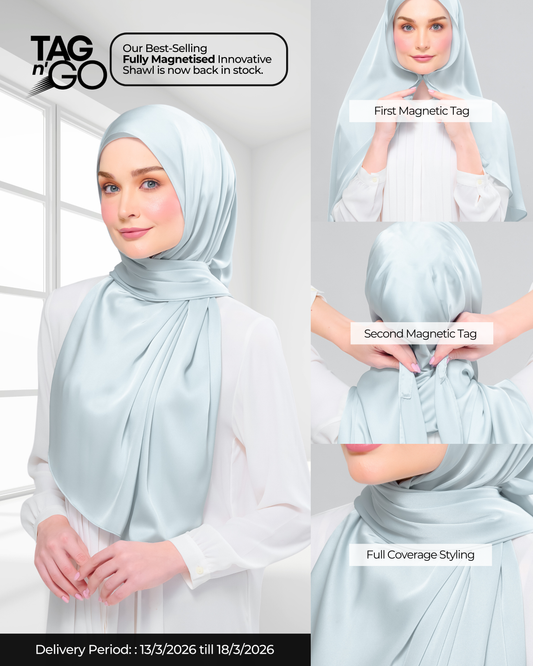 Instant Tag n' Go Shawl  | Satin Silk in Caribbean Mint