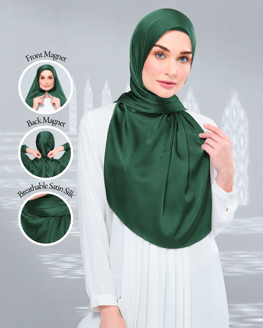 [As-Is] Instant Tag n' Go Shawl l Satin Silk in Emerald