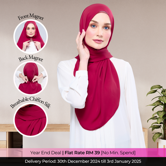 Instant Tag n' Go Shawl l Chiffon Silk 1.0 in Cherry