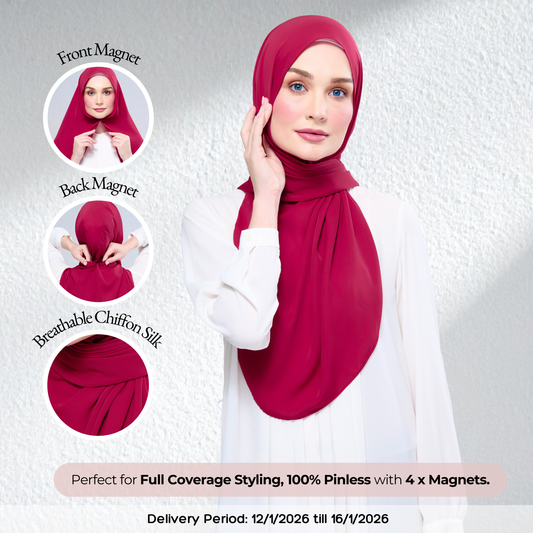 Instant Tag n' Go Shawl l Chiffon Silk 1.0 in Cherry