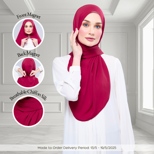 [As-Is] Instant Tag n' Go Shawl l Chiffon Silk in Cherry