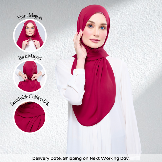 Instant Tag n' Go Shawl l Chiffon Silk 1.0 in Cherry