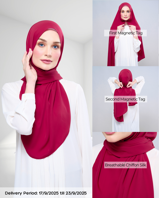Instant Tag n' Go Shawl l Chiffon Silk 1.0 in Cherry