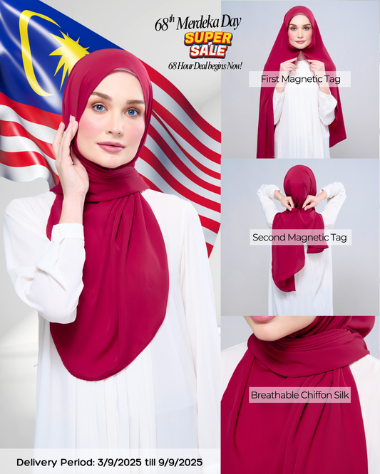 Instant Tag n' Go Shawl l Chiffon Silk 1.0 in Cherry