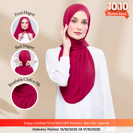 Instant Tag n' Go Shawl l Chiffon Silk 1.0 in Cherry