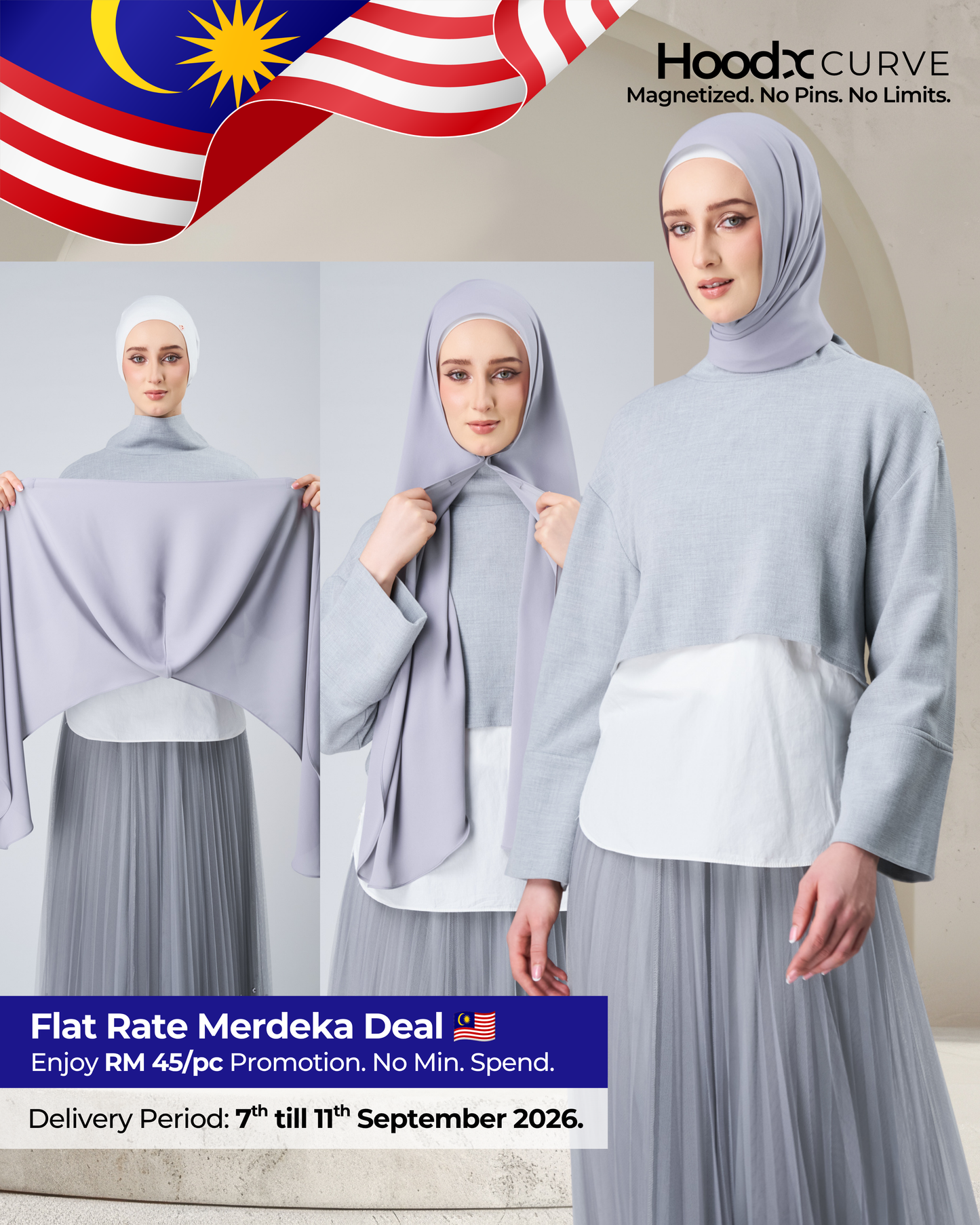 HoodX Curve in Chrome [Korean Chiffon]