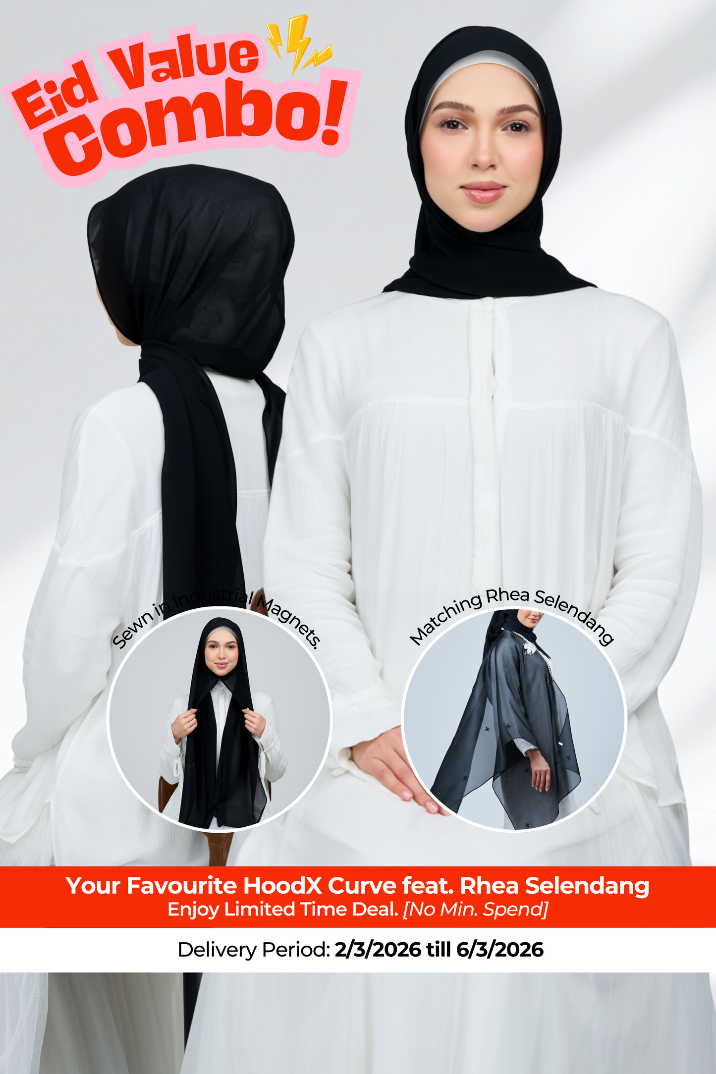 HX Curve x Rhea Selendang in Classic Black