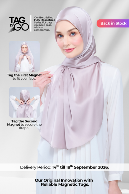 Instant Tag n' Go Shawl | Satin Silk in Cool Taupe