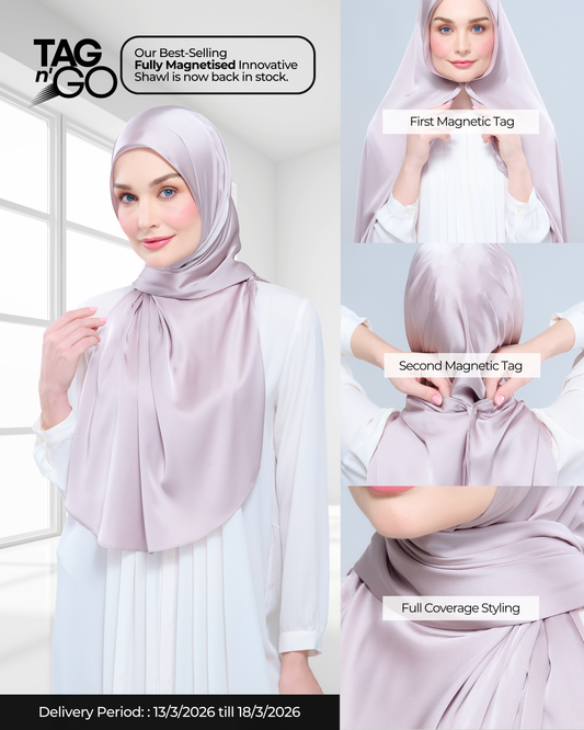 Instant Tag n' Go Shawl | Satin Silk in Cool Taupe