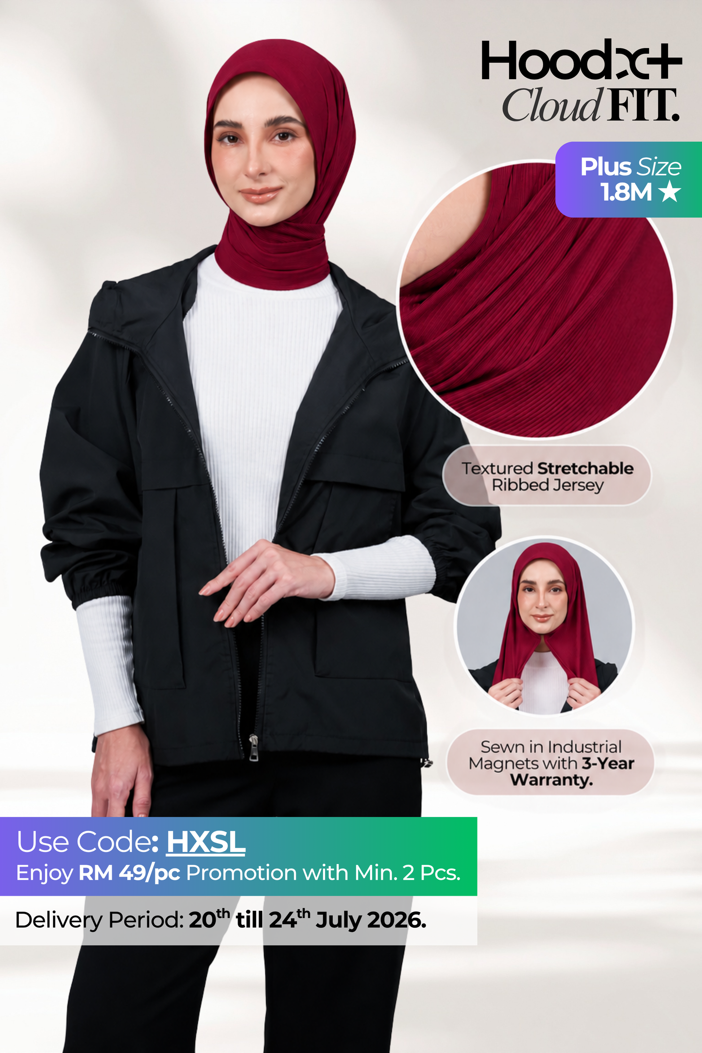 [★ New Colour] HoodX+ CloudFit in Crimson Red
