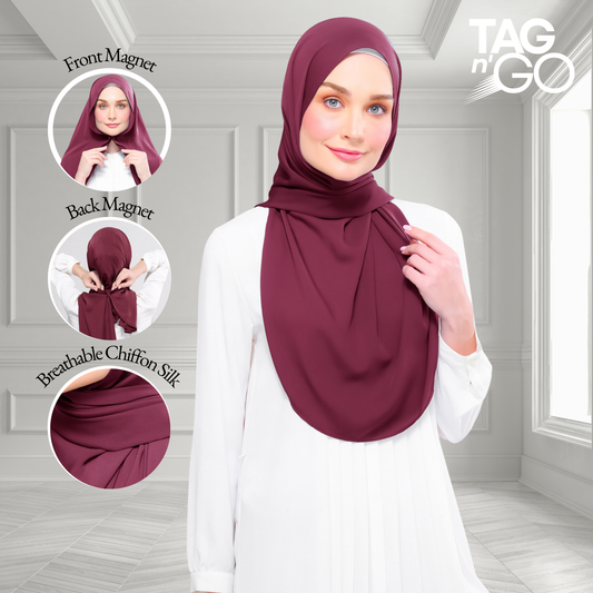 [As-Is] Instant Tag n' Go Shawl l Chiffon Silk in Crimson