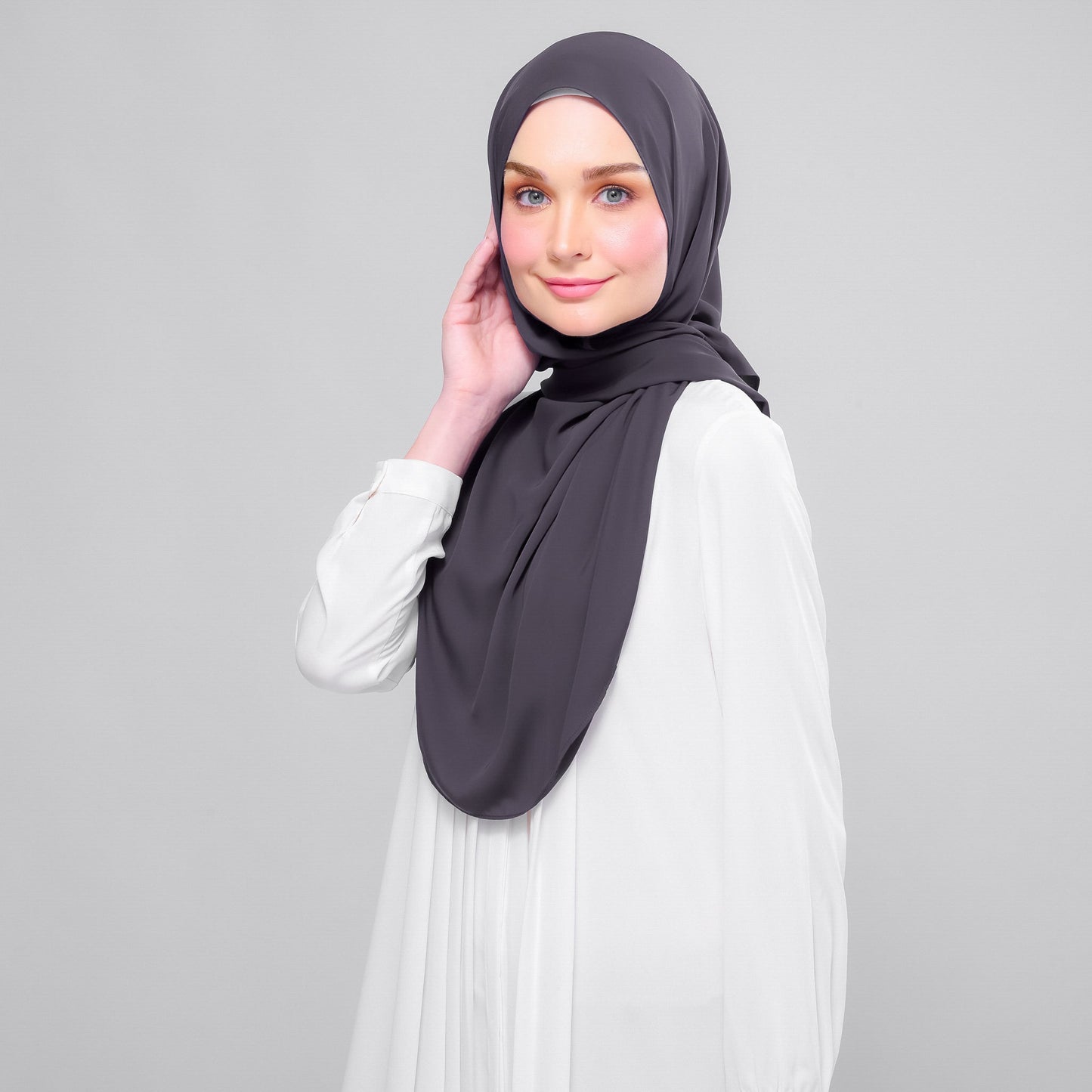 [As-Is] Instant Tag n' Go Shawl l Chiffon Silk in Dark Grey