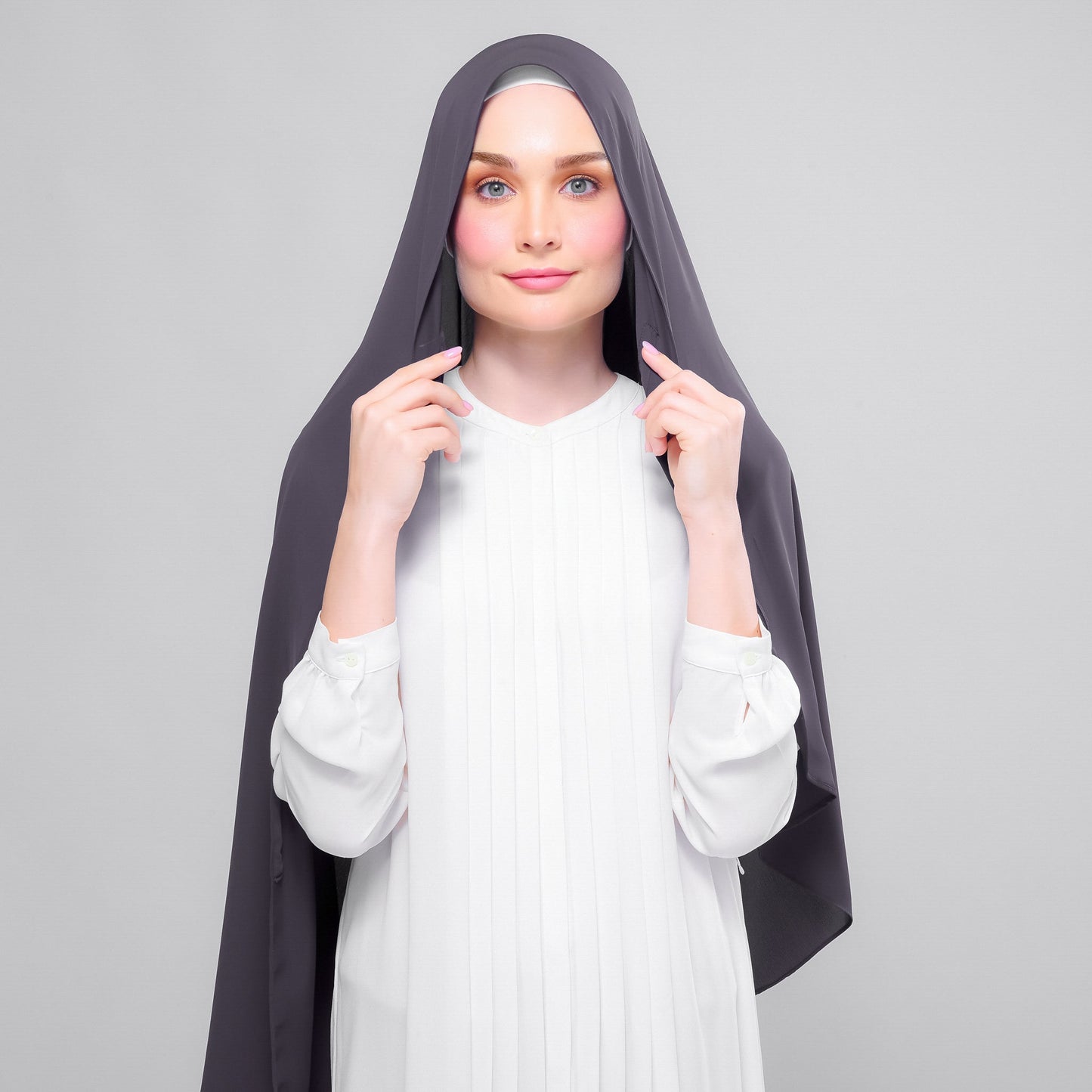 [As-Is] Instant Tag n' Go Shawl l Chiffon Silk in Dark Grey