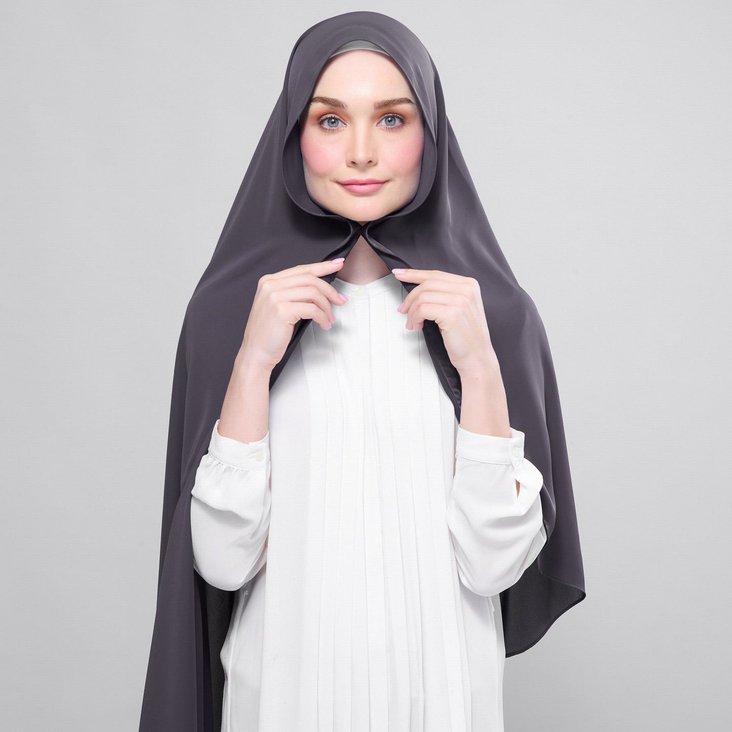 [As-Is] Instant Tag n' Go Shawl l Chiffon Silk in Dark Grey