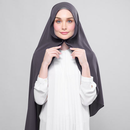 [As-Is] Instant Tag n' Go Shawl l Chiffon Silk in Dark Grey