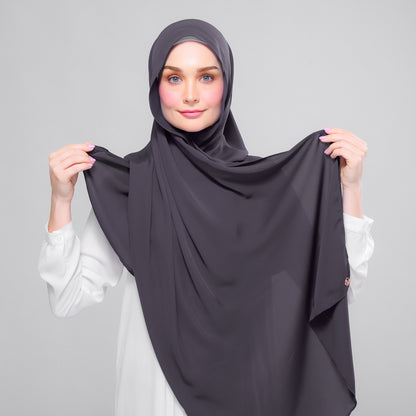[As-Is] Instant Tag n' Go Shawl l Chiffon Silk in Dark Grey