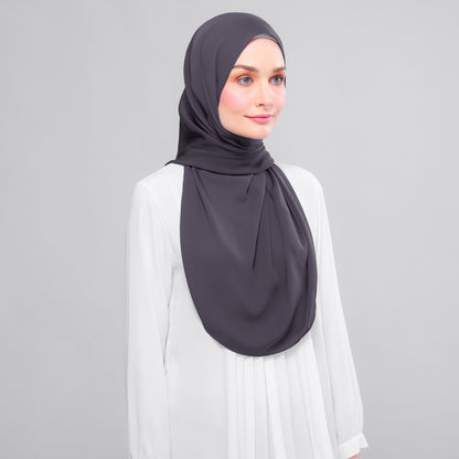 [As-Is] Instant Tag n' Go Shawl l Chiffon Silk in Dark Grey