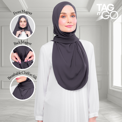 [As-Is] Instant Tag n' Go Shawl l Chiffon Silk in Dark Grey