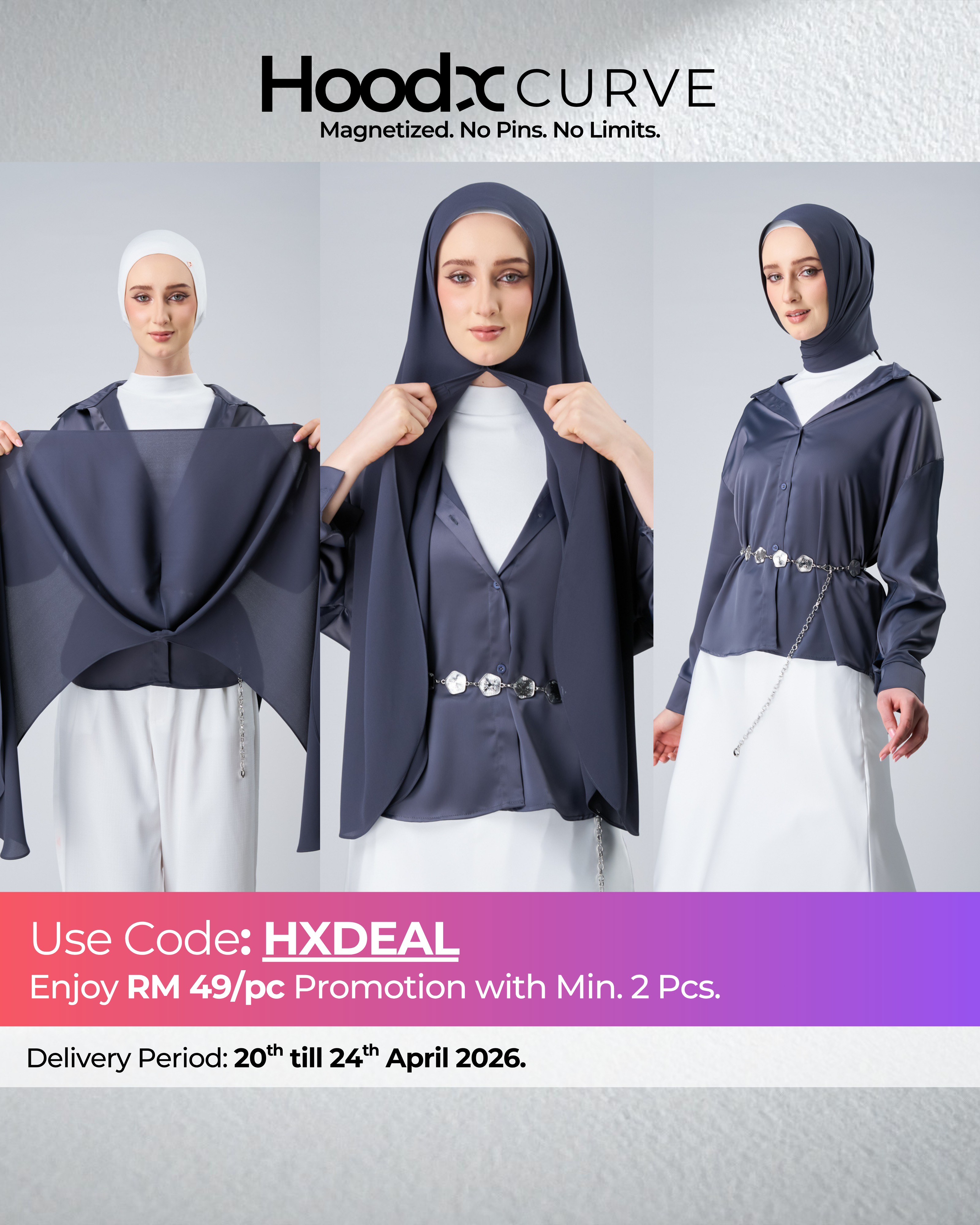 HoodX Curve in Dark Nimbus [Korean Chiffon]