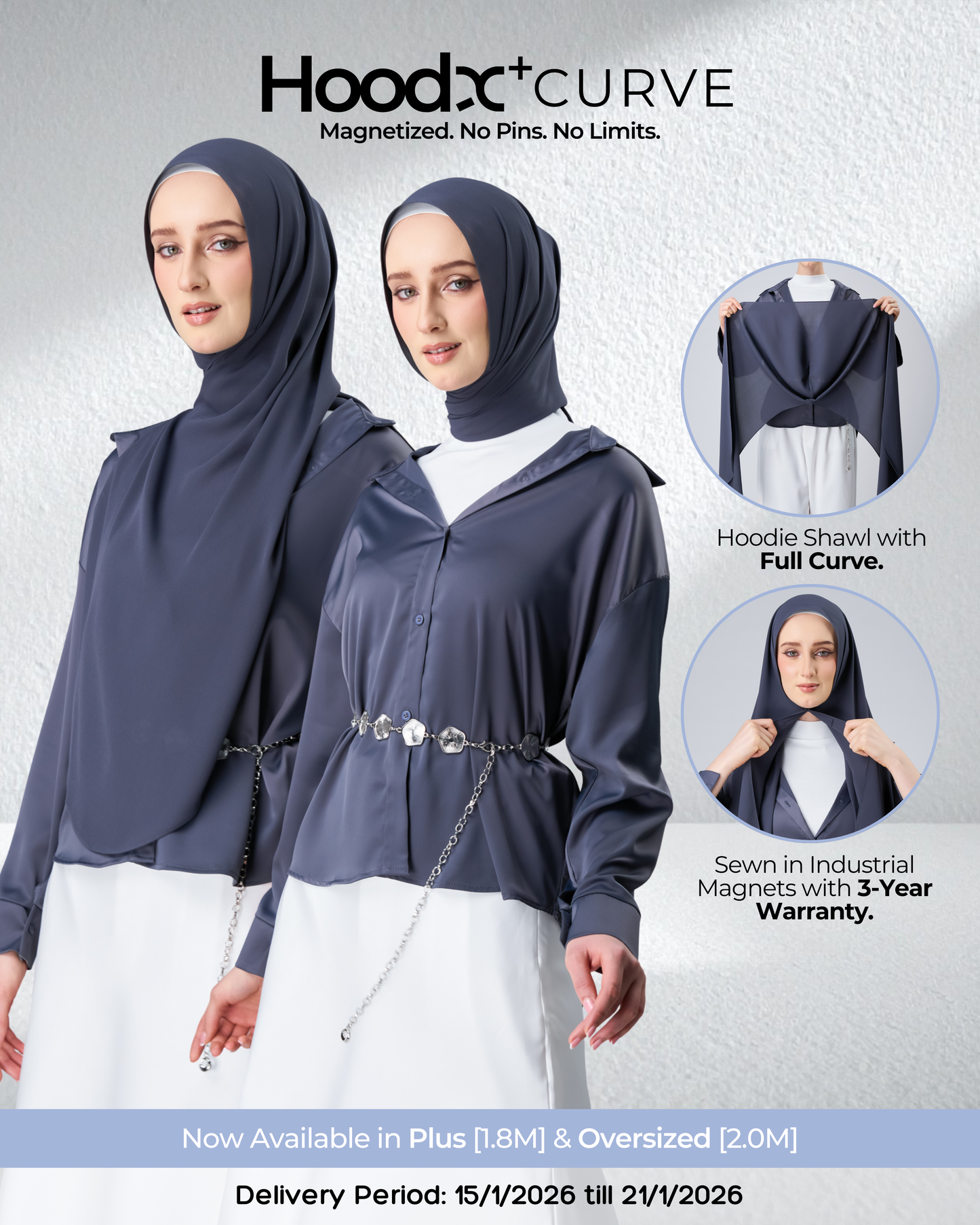 HoodX⁺Plus Curve in Dark Nimbus [Korean Chiffon]