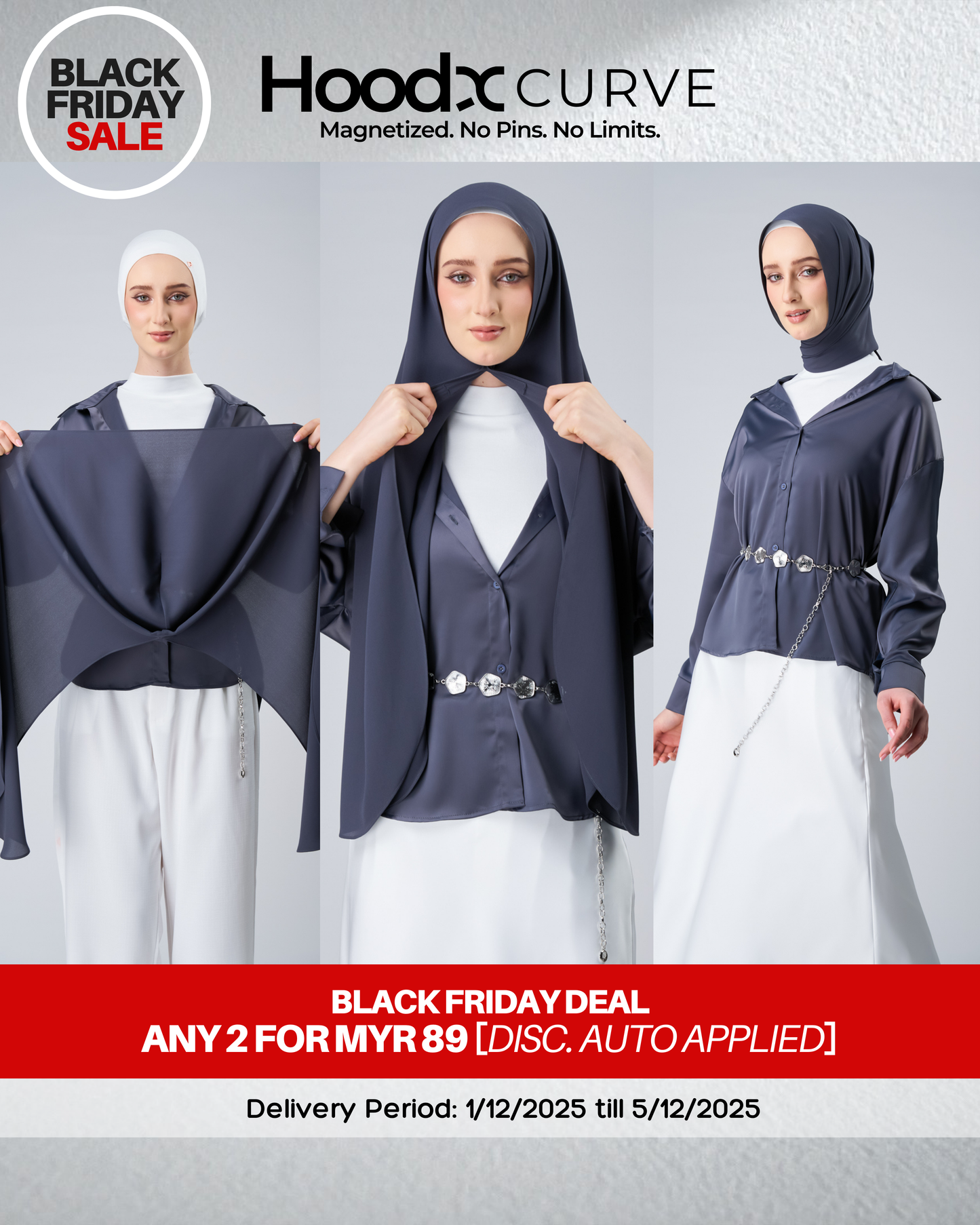 [BFS] HoodX Curve in Dark Nimbus [Korean Chiffon]