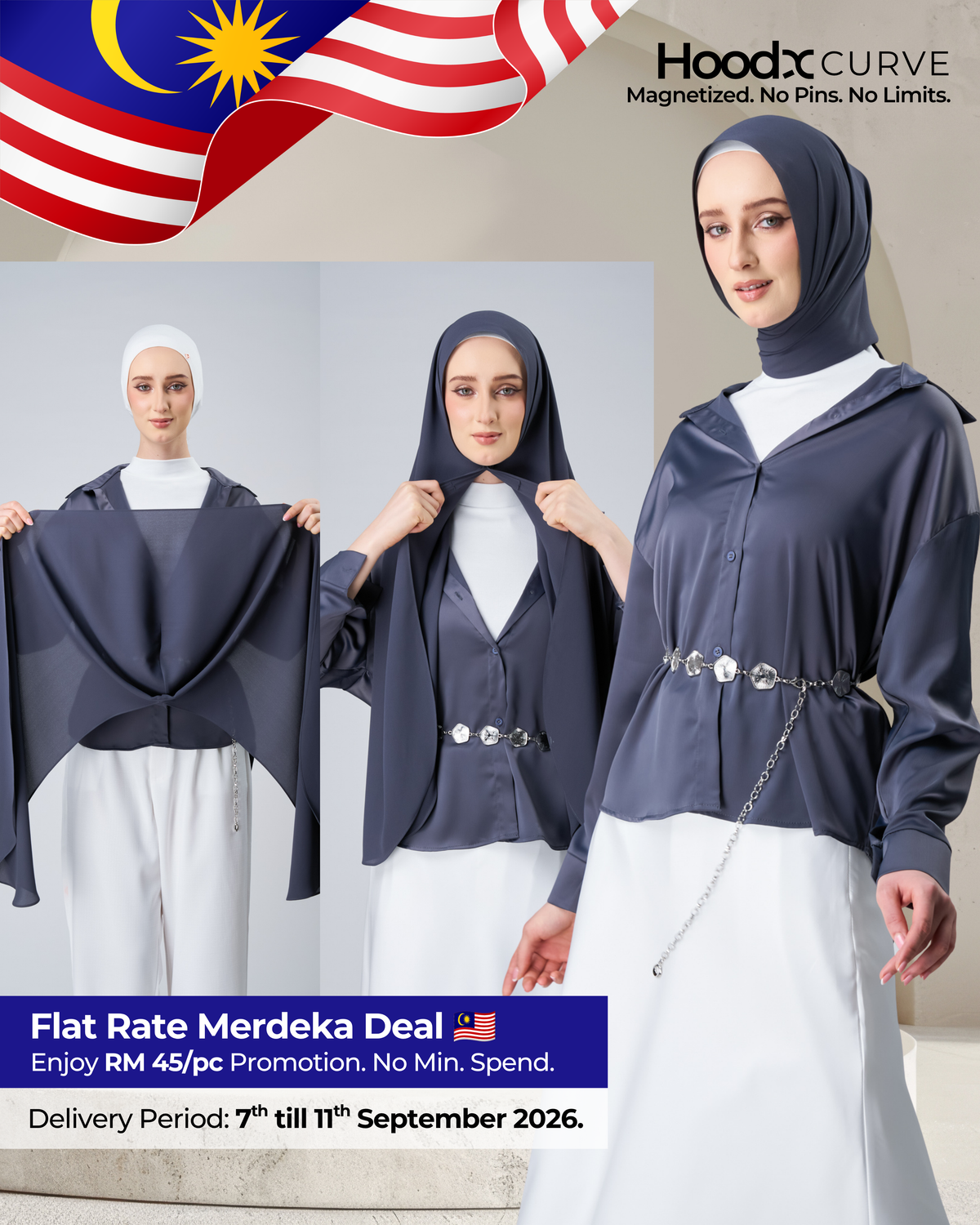 HoodX Curve in Dark Nimbus [Korean Chiffon]