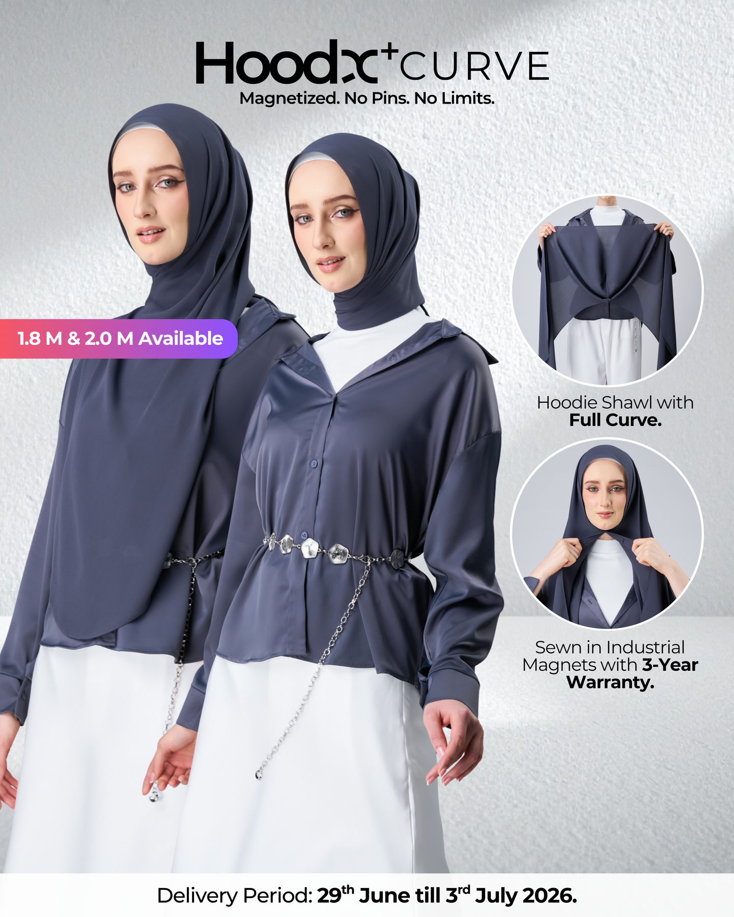 HoodX⁺Plus Curve in Dark Nimbus [Korean Chiffon]