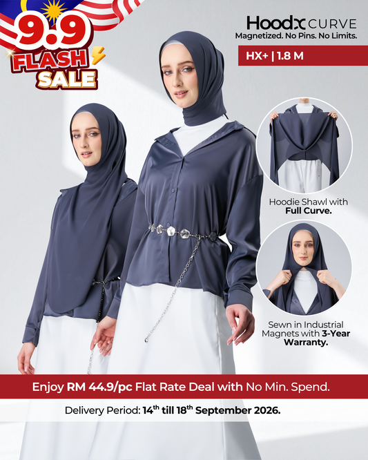 [9.9 Special] HoodX⁺Plus Curve in Dark Nimbus [Korean Chiffon]