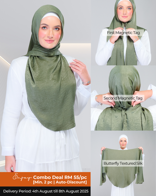 Instant Tag n' Go Butterfly | Textured Silk in Dark Olive