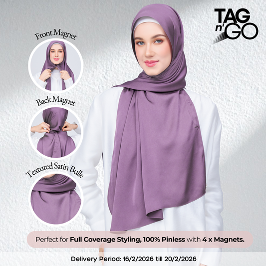 Instant Tag n' Go Shawl | Satin Bulle in Dark Orchid