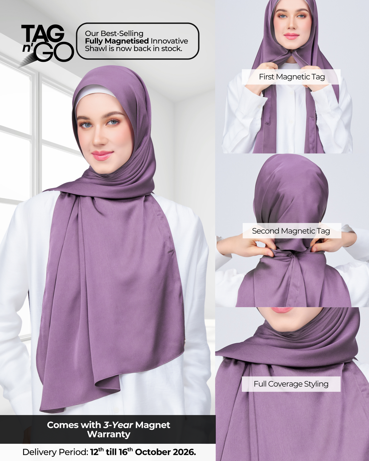 Instant Tag n' Go Shawl | Satin Bulle in Dark Orchid
