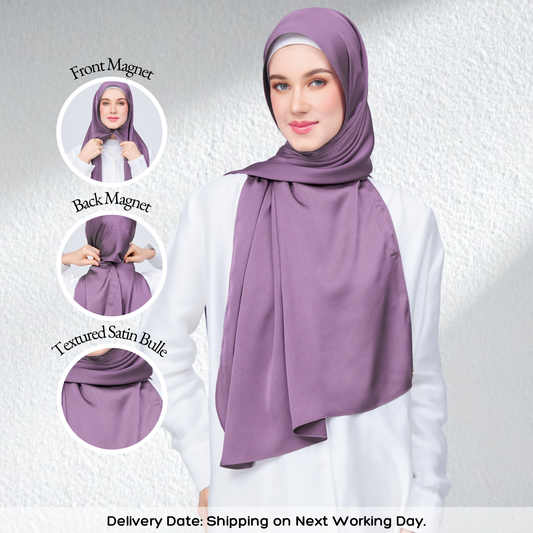 Instant Tag n' Go Shawl | Satin Bulle in Dark Orchid