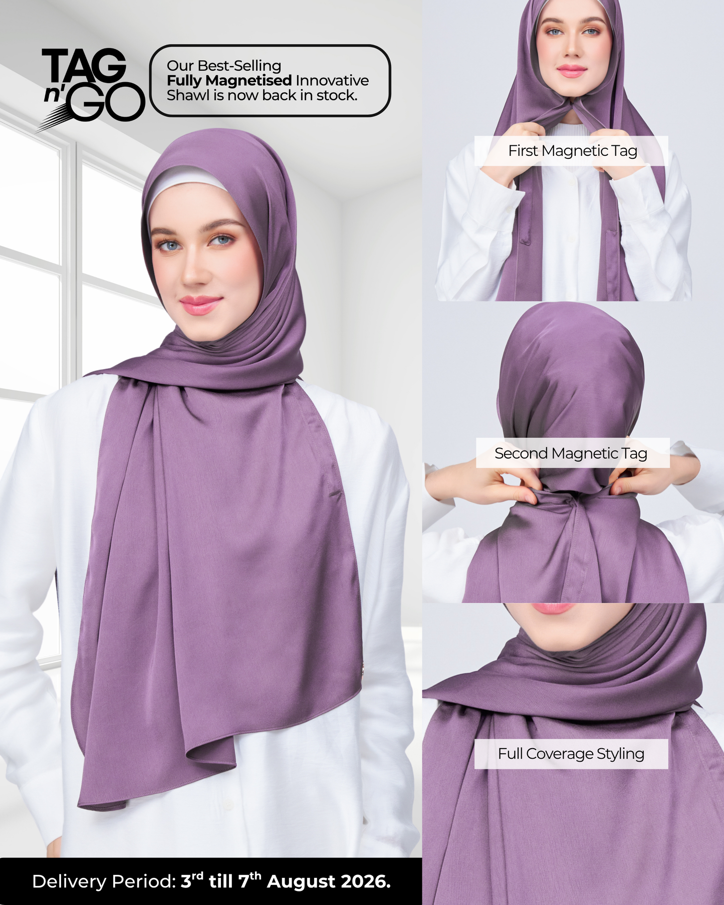 Instant Tag n' Go Shawl | Satin Bulle in Dark Orchid