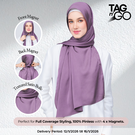 Instant Tag n' Go Shawl | Satin Bulle in Dark Orchid