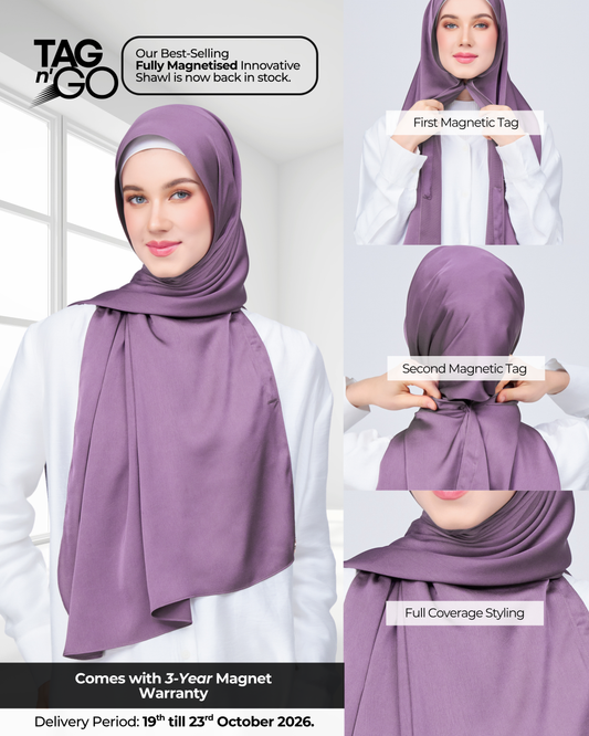 Instant Tag n' Go Shawl | Satin Bulle in Dark Orchid