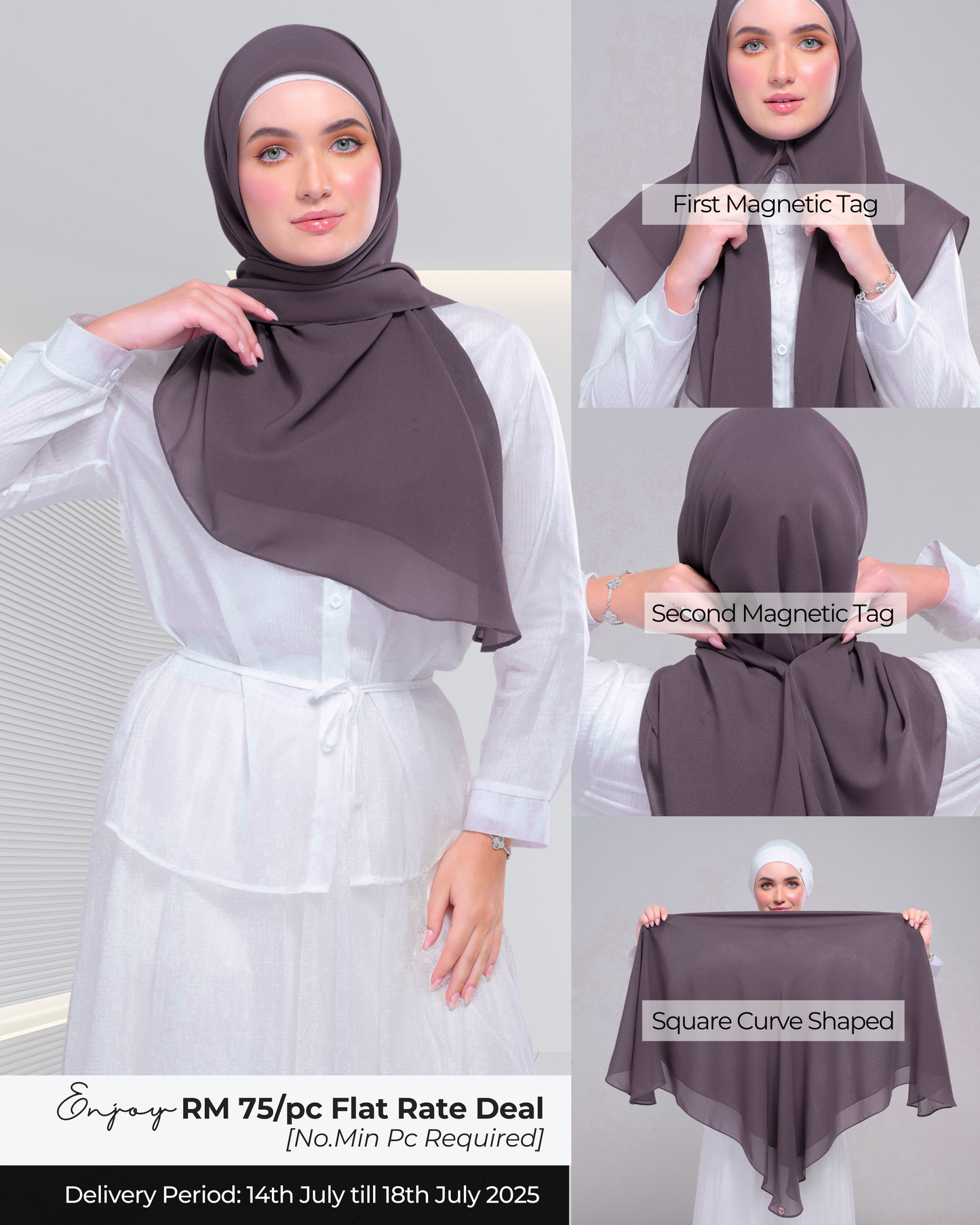 Instant Square Tag & Go l Cotton Voile in Dark Taupe