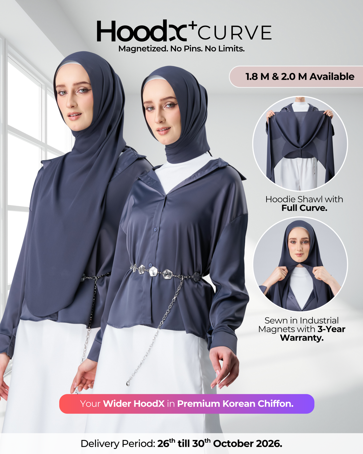 HoodX⁺Plus Curve in Dark Nimbus [Korean Chiffon]