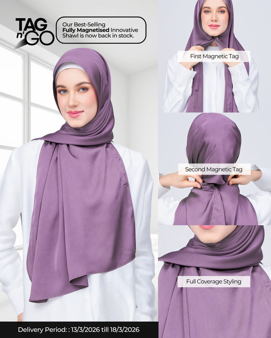 Instant Tag n' Go Shawl | Satin Bulle in Dark Orchid