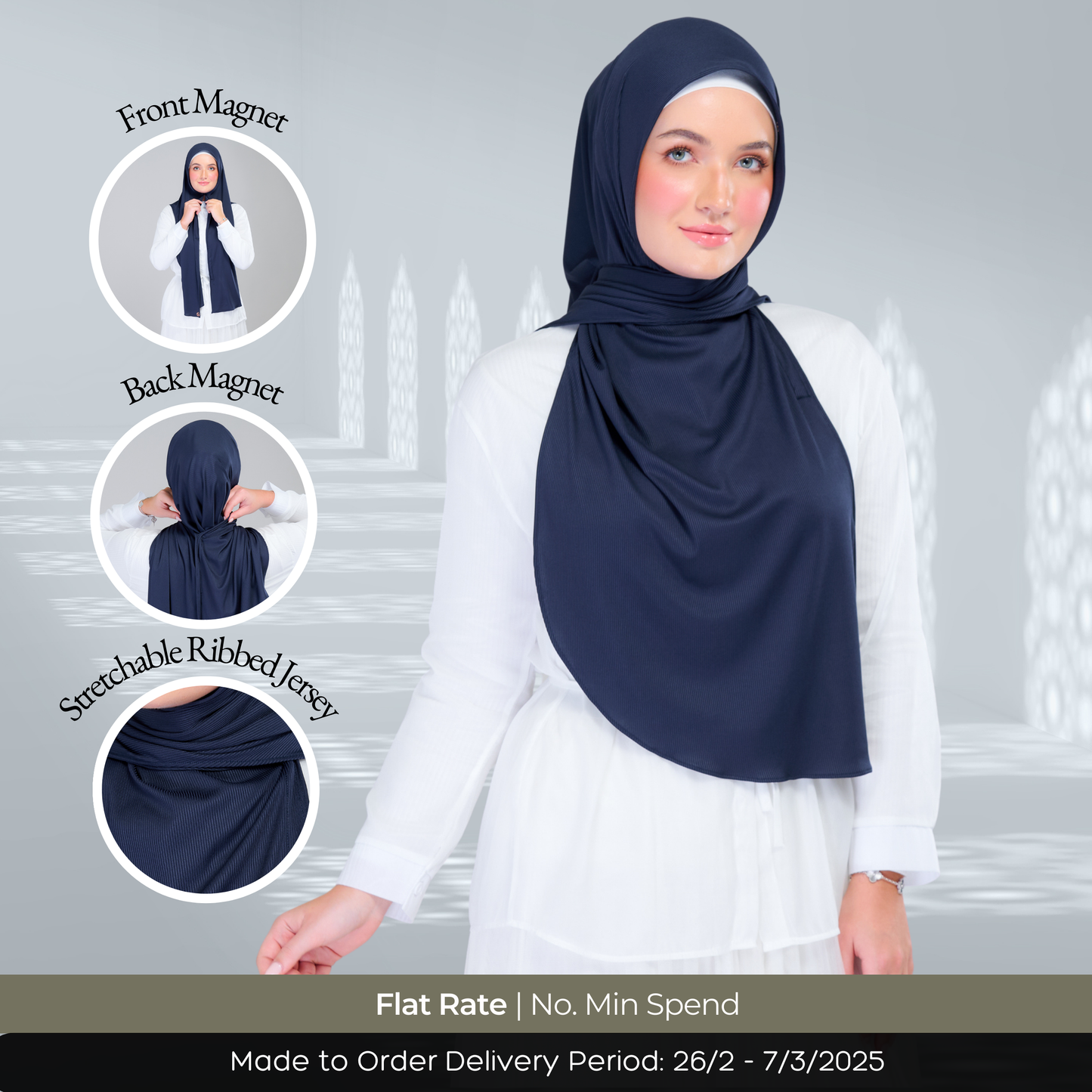 Instant Tag n' Go Shawl | Ribbed Jersey in Deep Blue