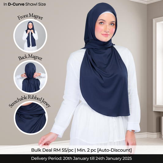 Instant Tag n' Go Shawl | Ribbed Jersey in Deep Blue