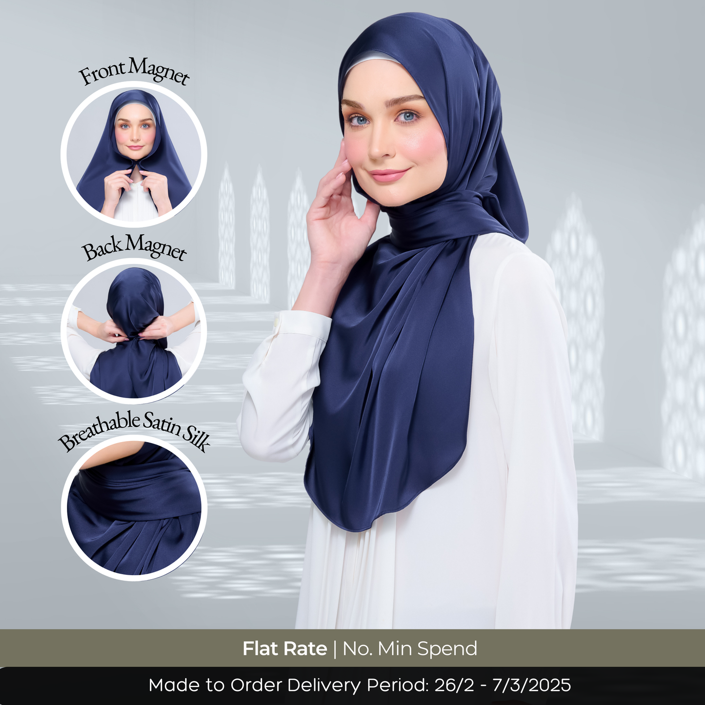 Instant Tag n' Go Shawl | Satin Silk in Deep Blue