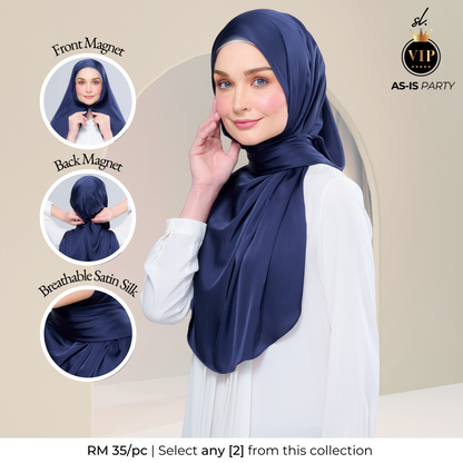 [As-Is] Instant Tag n' Go Shawl l Satin Silk in Deep Blue