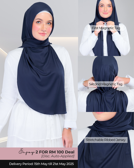 Instant Tag n' Go Shawl | Ribbed Jersey in Deep Blue