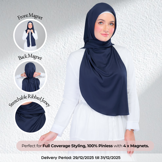 Instant Tag n' Go Shawl | Ribbed Jersey in Deep Blue