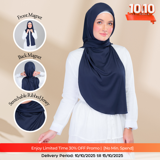 Instant Tag n' Go Shawl | Ribbed Jersey in Deep Blue